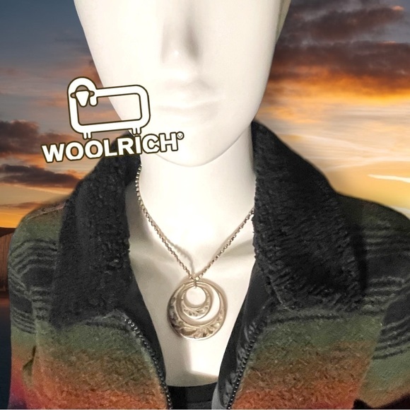 VINTAGE Woolrich Multi Ombre 17165 Rainbow Wool Barn Coat Size Medium - Picture 9 of 16